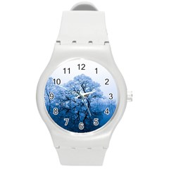 Nature Inspiration Trees Blue Round Plastic Sport Watch (m) by Celenk