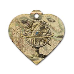 Map Compass Nautical Vintage Dog Tag Heart (one Side) by Celenk