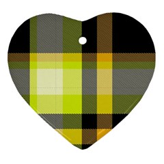 Tartan Abstract Background Pattern Textile 5 Heart Ornament (two Sides)