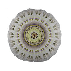 Mandala Fractal Decorative Standard 15  Premium Flano Round Cushions by Celenk