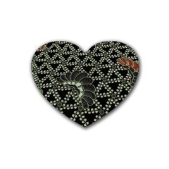 Batik Traditional Heritage Indonesia Rubber Coaster (heart)  by Celenk