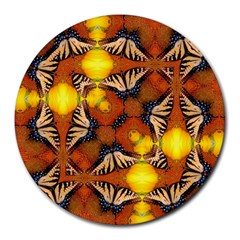 Dancing Butterfly Kaleidoscope Round Mousepads