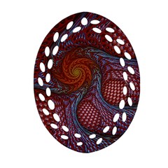 Fractal Red Fractal Art Digital Art Oval Filigree Ornament (two Sides) by Celenk