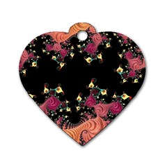 Fractal Fantasy Art Design Swirl Dog Tag Heart (one Side) by Celenk