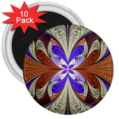 Fractal Splits Silver Gold 3  Magnets (10 Pack)  by Celenk