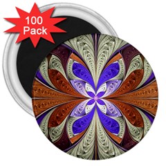 Fractal Splits Silver Gold 3  Magnets (100 Pack) by Celenk