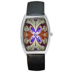 Fractal Splits Silver Gold Barrel Style Metal Watch by Celenk