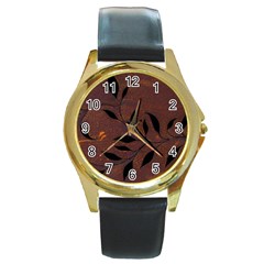 Texture Pattern Background Round Gold Metal Watch by Celenk