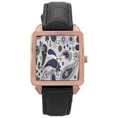 Pattern Embroidery Fabric Sew Rose Gold Leather Watch 