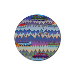 Zig Zag Boats Rubber Coaster (round)  by CosmicEsoteric