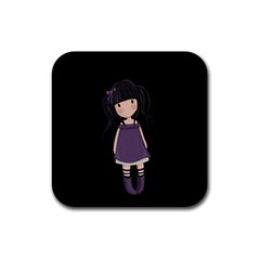 Dolly Girl In Purple Rubber Square Coaster (4 Pack)  by Valentinaart