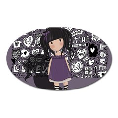 Dolly Girl In Purple Oval Magnet by Valentinaart