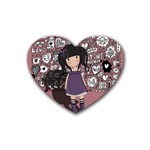 Dolly girl in purple Rubber Coaster (Heart)  Front