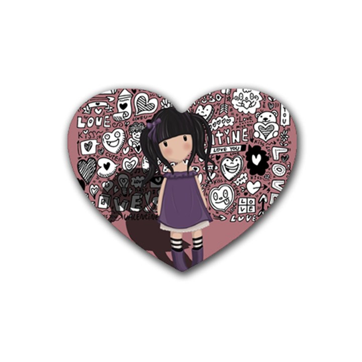 Dolly girl in purple Rubber Coaster (Heart) 