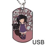 Dolly girl in purple Dog Tag USB Flash (Two Sides) Front