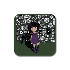 Dolly Girl In Purple Rubber Square Coaster (4 Pack)  by Valentinaart