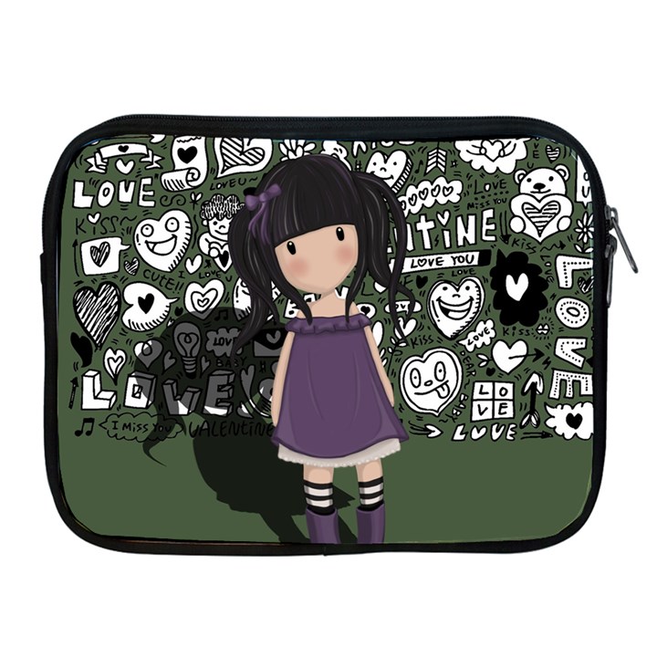 Dolly girl in purple Apple iPad 2/3/4 Zipper Cases