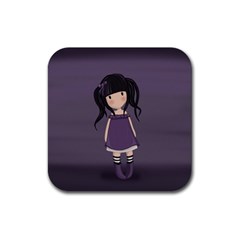 Dolly Girl In Purple Rubber Coaster (square)  by Valentinaart