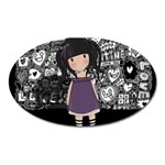 Dolly girl in purple Oval Magnet Front
