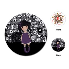 Dolly Girl In Purple Playing Cards (round)  by Valentinaart