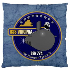 Uss Virginia (ssn 774) Crest Large Flano Cushion Case (one Side) by Bigfootshirtshop