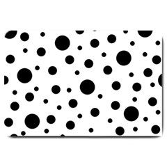 Black On White Polka Dot Pattern Large Doormat  by LoolyElzayat
