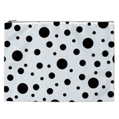 Black On White Polka Dot Pattern Cosmetic Bag (xxl)  by LoolyElzayat