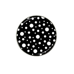 White On Black Polka Dot Pattern Hat Clip Ball Marker (4 Pack)