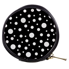 White On Black Polka Dot Pattern Mini Makeup Bags by LoolyElzayat