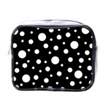 White On Black Polka Dot Pattern Mini Toiletries Bags Front