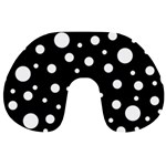 White On Black Polka Dot Pattern Travel Neck Pillows Front