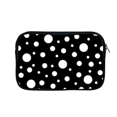 White On Black Polka Dot Pattern Apple Macbook Pro 13  Zipper Case by LoolyElzayat