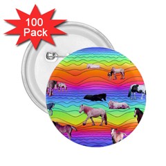 Horses In Rainbow 2 25  Buttons (100 Pack) 