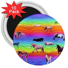 Horses In Rainbow 3  Magnets (10 Pack)  by CosmicEsoteric