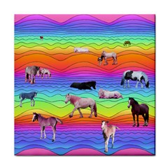 Horses In Rainbow Face Towel by CosmicEsoteric