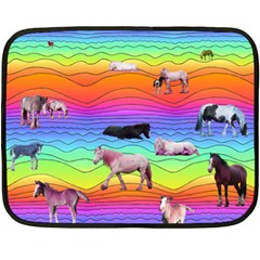 Horses In Rainbow Fleece Blanket (mini) by CosmicEsoteric