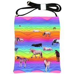 Horses In Rainbow Shoulder Sling Bags