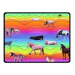 Horses In Rainbow Fleece Blanket (small)