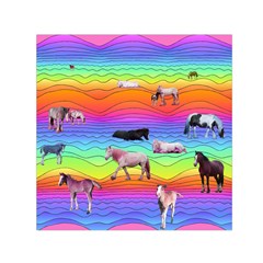 Horses In Rainbow Small Satin Scarf (square) by CosmicEsoteric