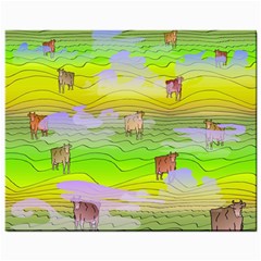 Cows And Clouds In The Green Fields Mini Button Earrings