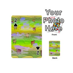 Cows And Clouds In The Green Fields Playing Cards 54 (mini)  by CosmicEsoteric