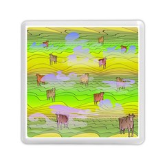 Cows And Clouds In The Green Fields Memory Card Reader (square) 