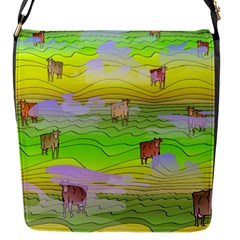 Cows And Clouds In The Green Fields Flap Messenger Bag (s)