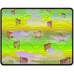 Cows and Clouds in the Green Fields Double Sided Fleece Blanket (Medium) 