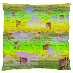 Cows And Clouds In The Green Fields Standard Flano Cushion Case (two Sides) by CosmicEsoteric