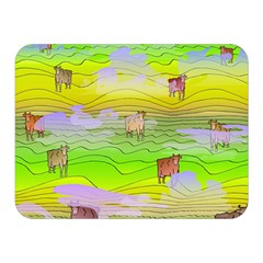 Cows And Clouds In The Green Fields Double Sided Flano Blanket (mini)  by CosmicEsoteric