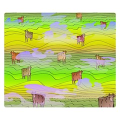 Cows And Clouds In The Green Fields Double Sided Flano Blanket (small) 