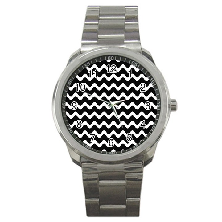 Wave Pattern Wavy Halftone Sport Metal Watch