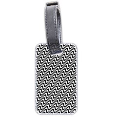 White Line Wave Black Pattern Luggage Tags (two Sides) by Celenk