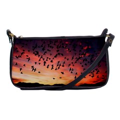 Sunset Dusk Silhouette Sky Birds Shoulder Clutch Bags by Celenk